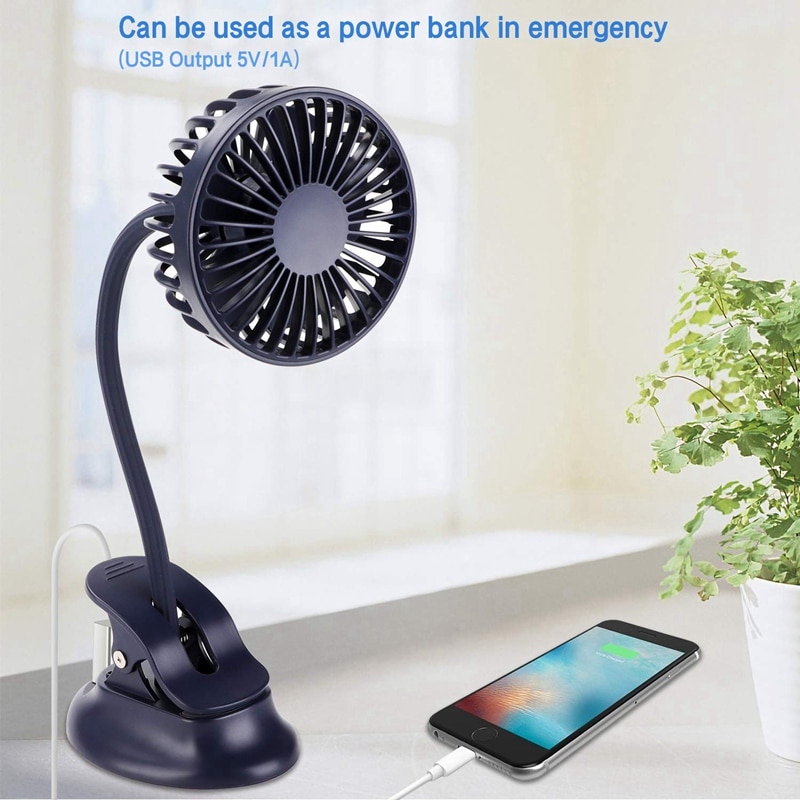 Portable Mini Clip Stroller Fan,3 Speeds Settings,Flexible Bendable Usb Rechargeable Battery Operated Quiet Desk Fan For Home,